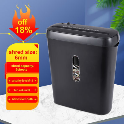 S636B Déchiqueteuse à bande de papier 6 feuilles A4 mini déchiqueteuse pour utilisateur de bureau à domicile avec poubelle de 8L